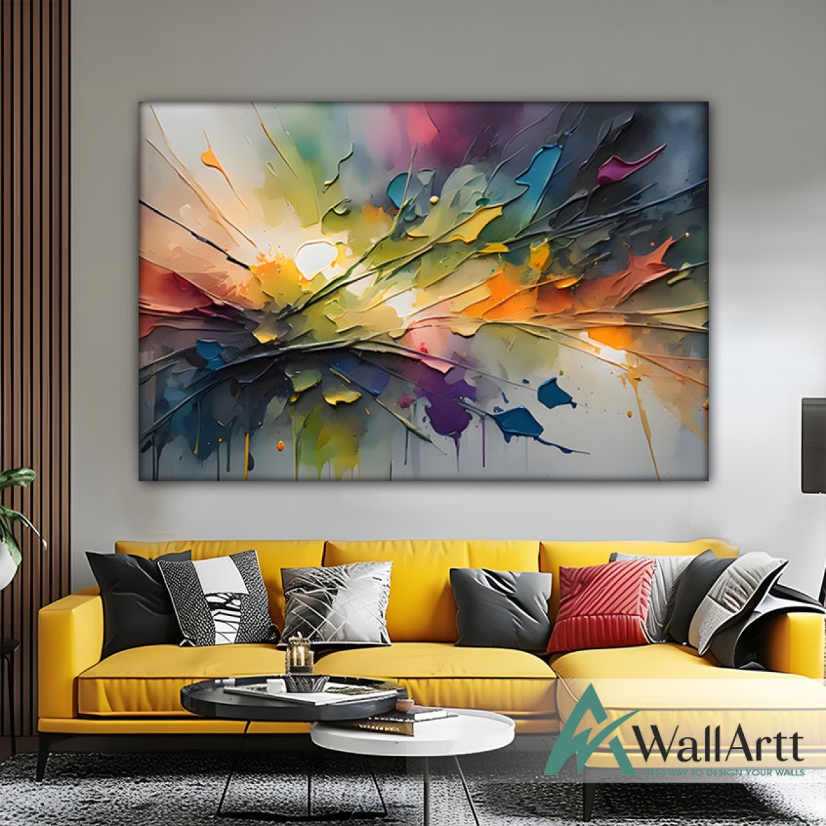 Abstract Flower Branch 3d Heavy Textured Partial Oil Painting